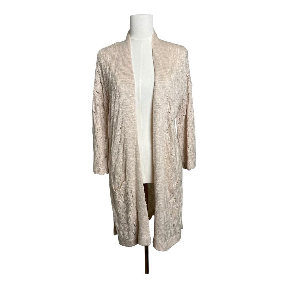 Ivory Open Knit Cardigan Sweater Fairy Fairycore Cottage Romantic Small Granny